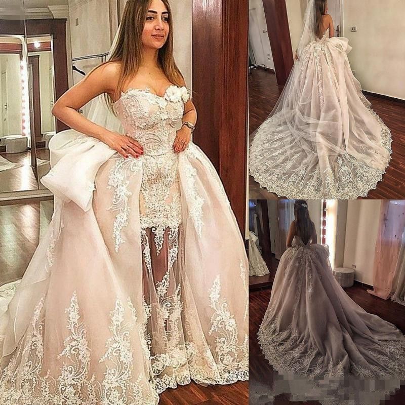 3D Floral Princess Wedding Dresses With Detachable Train