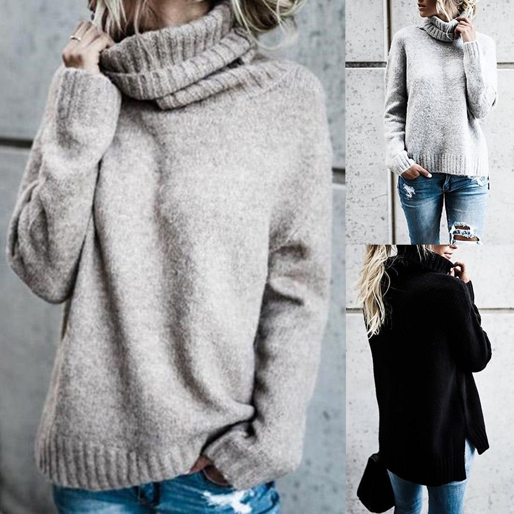 ladies chunky polo neck jumpers
