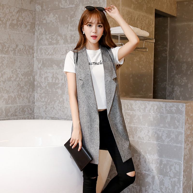Compra Chalecos De Mujer Moda Sólido Delgado Sin Mangas Blazer Mujeres  Chaqueta De La Solapa Abrigos Sólido Ninguno Botón Chaleco Chaleco Largo  Chalecos Mujer Barato | Entrega Rápida Y Calidad | DHgate