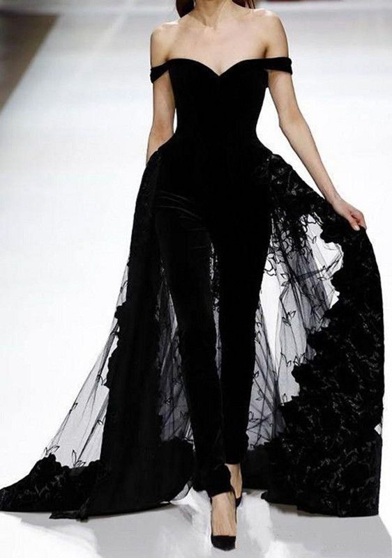 Acquistare New Black Velvet Jumpsuit Dresses Abbigliamento Da Sera Con  Scollatura A Spalla Staccabile Appliqued Abiti Da Cerimonia Party Speciali  Occasioni Speciali Economico | Consegna Veloce E Qualità | DHgate Italy