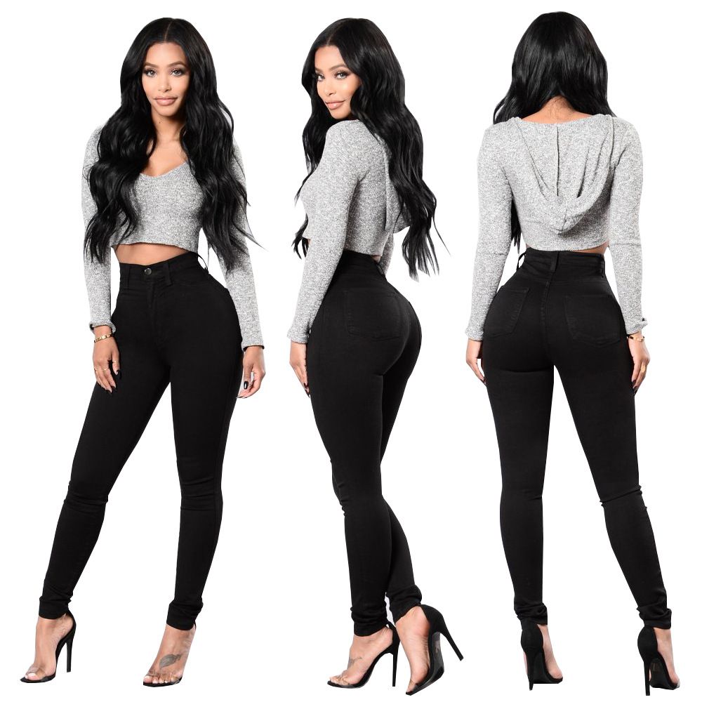 Acquistare New Black Jeans Stretch Jeans Tight Jeans Donne Denim Denim Pant  Ragazze Pantaloni A Vita Alta A Vita Alta Fidanzato Le Donne Economico |  Consegna Veloce E Qualità | It.Dhgate