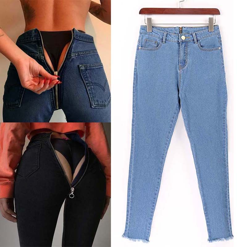 Nueva Mujer Sexy Cremallera Trasera Stretch Denim Skinny Jeans Ladies Pantalones es 4 Tamaño De 17,66 € | DHgate