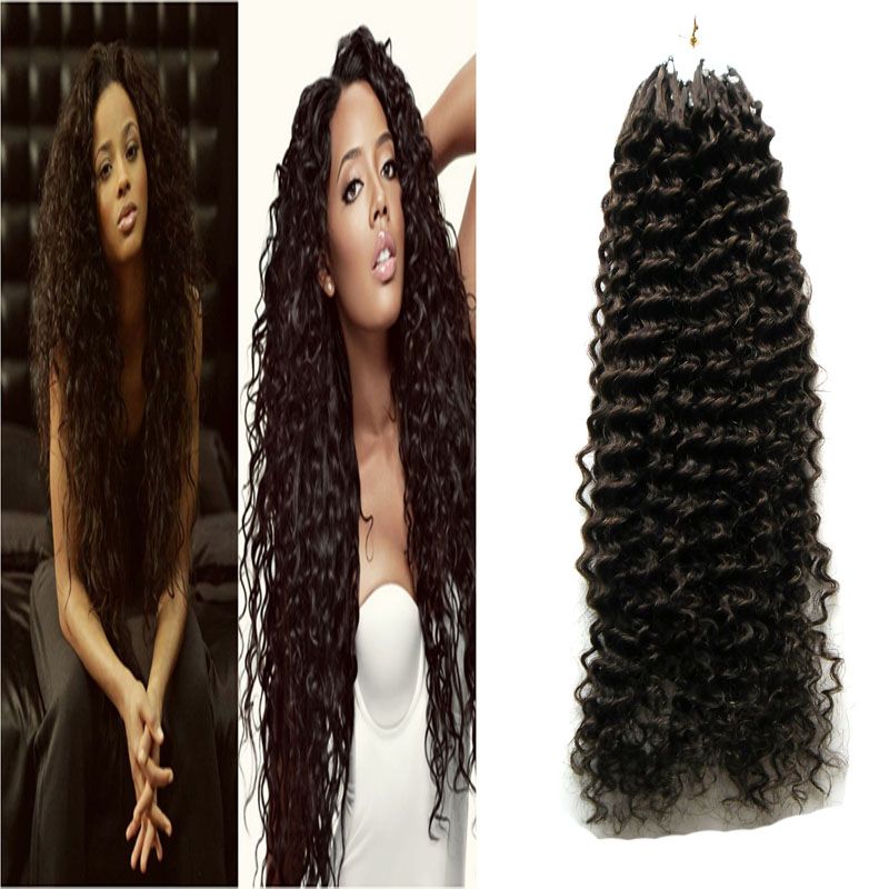 Brazilian Kinky Curly Hair Micro Loop Hair Extensions 1g Curly 100g 1g/S 100s Micro Loop 1g