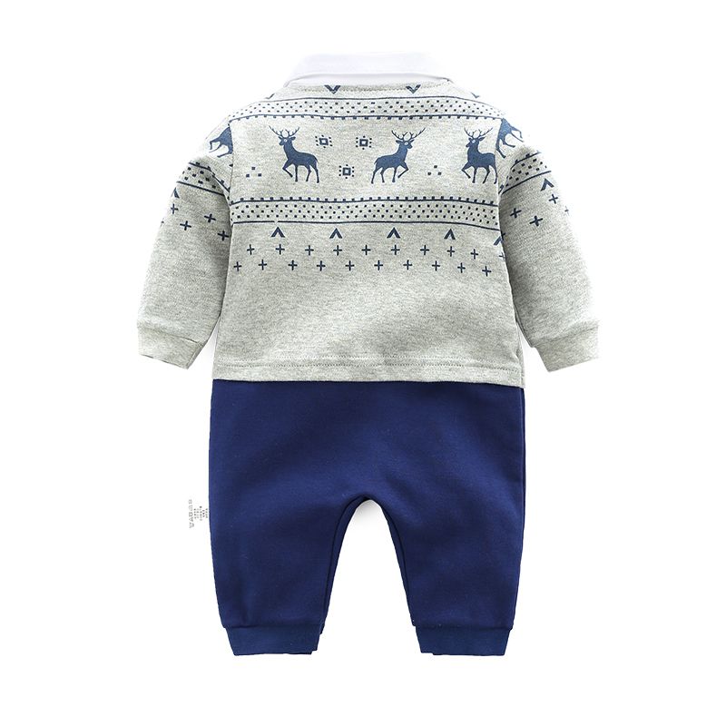 Handsome Baby Rompers Newborn 0-18M Gentleman Clothing Set Infant Bow Tie Clothes