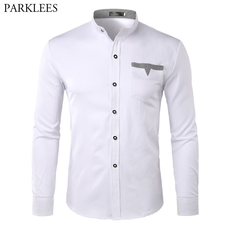 camisa de vestir cuello mao