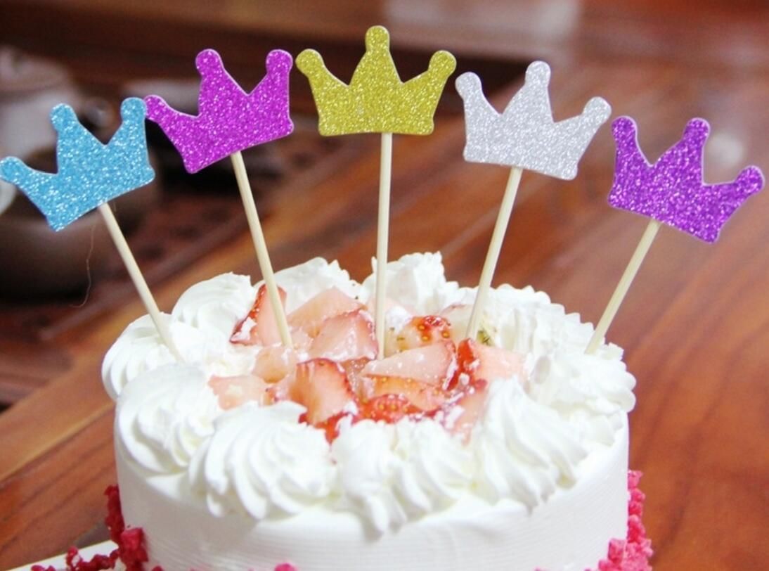 2019 2018 Creative Glitter Colorful Crown Princess Cake Insert