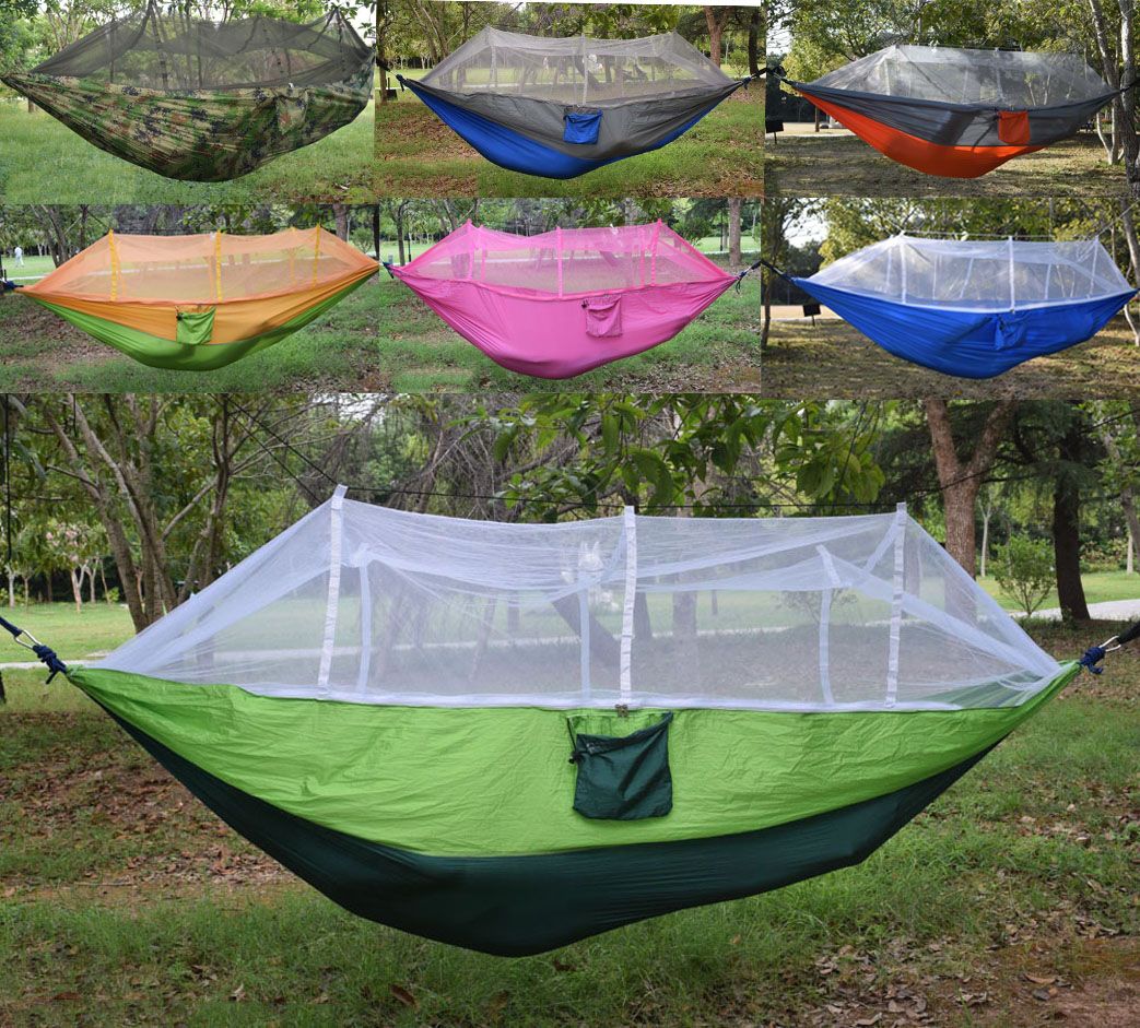 Hamaca portátil con mosquitera Hamaca para una persona Cama colgante de viaje plegable 260x140cm
