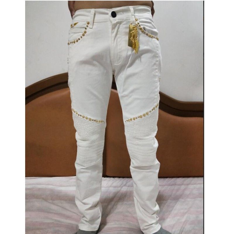 Wholesale Mens Clothing Fashion Senior Designer Brand Bicycle Robin Jeans Manual Paste Crystal Golden Wings White Robin Slim Jeans From $78.89 | DHgate.Com