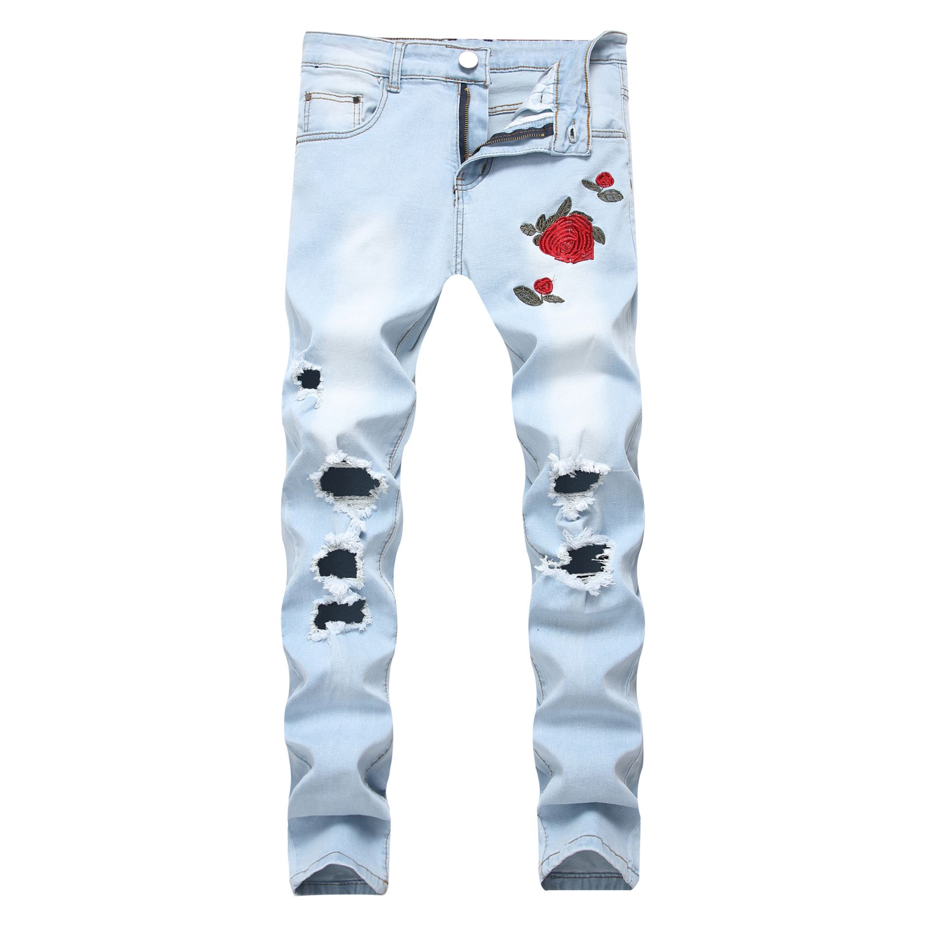 Acquistare Uomo Afflitto Jeans Strappati Con Ricamo Uomo Con Fiori Jeans  Uomo Denim Ricamati Rosa Pantaloni Slim 1823 Economico | Consegna Veloce E  Qualità | It.Dhgate