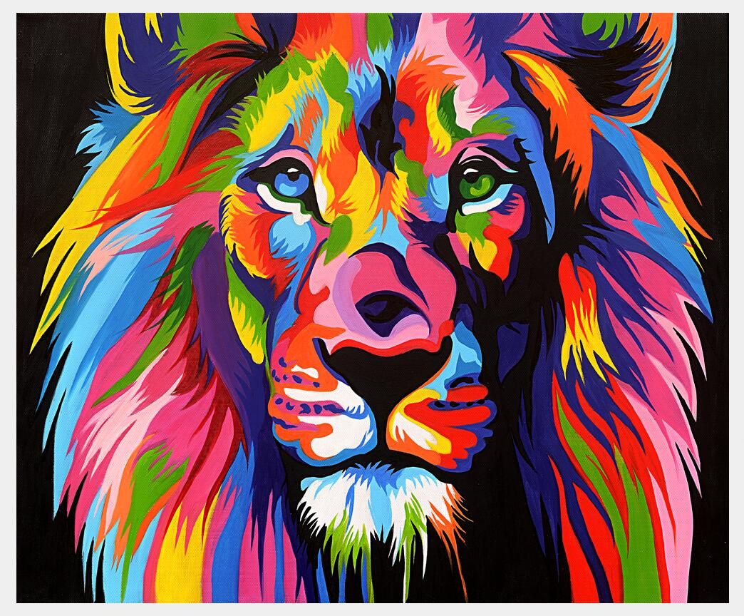 Shop Paintings Online, Prints Art Modern Animal Abstract Lion Colorful