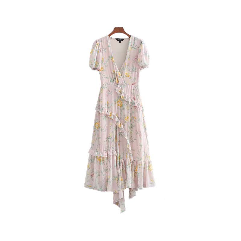 floral chiffon maxi dress with sleeves