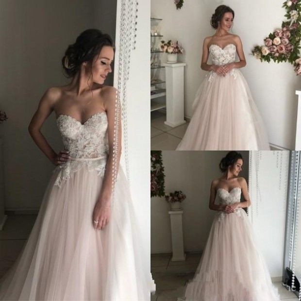 simple pink wedding dress