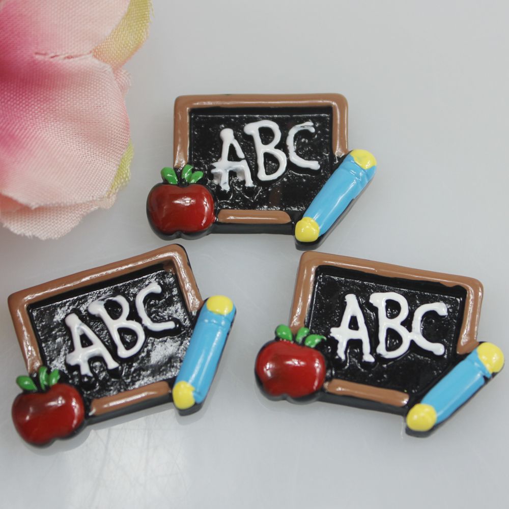 6 x ABC Back to School Flatback Resin Embellishment Crafts Cabochon *UK*