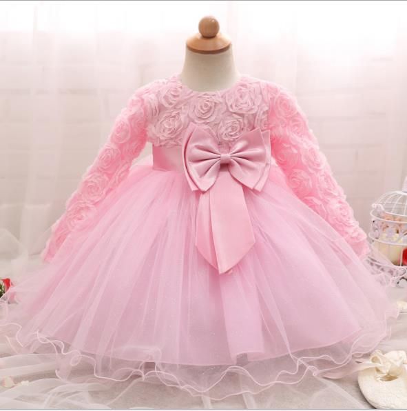 long sleeve baby party dress