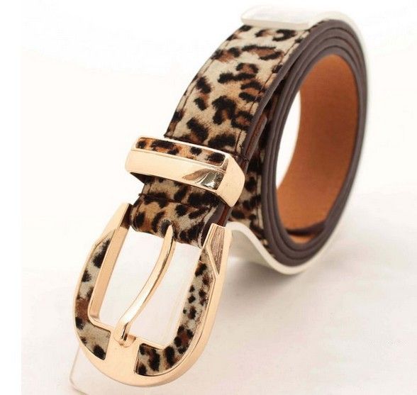 de de mujer Correa Leopardo Estampado Pin Hebilla PU Cuero Mujer Cinturones