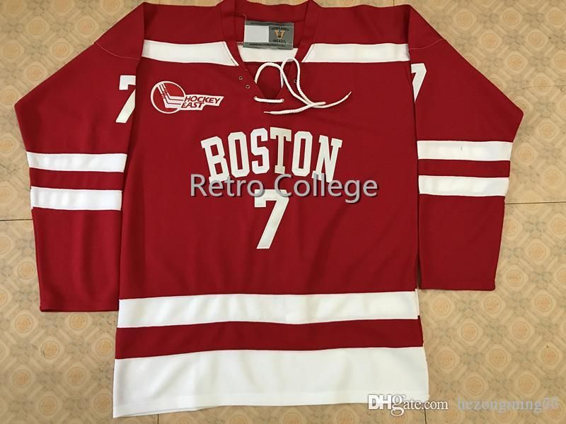 Boston University #7 Charlie McAvoy Red Hockey Jersey Embroidery