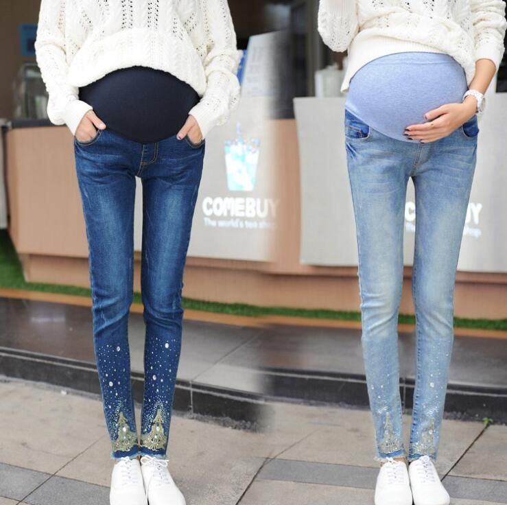 2018 Embarazada Primavera / Cintura Elástica Maternidad Jeans Pantalones Para El Embarazo Ropa Para Mujeres Embarazadas Legging Maternidad M 18 18,39 € | DHgate