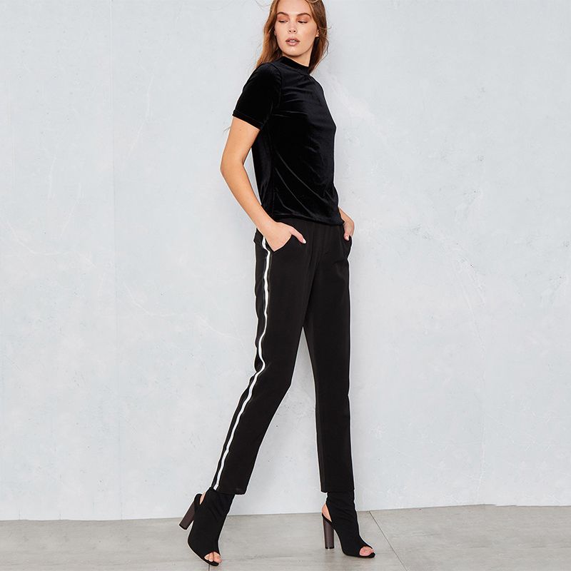 Acquistare Pantaloni Sportivi Bianchi A Vita Alta Con Banda Laterale  Pantaloni Eleganti Da Donna Neri Eleganti Eleganti Eleganti Da Strada Pantaloni  Eleganti Da Allenamento Affusolati Da Donna Economico | Consegna Veloce E