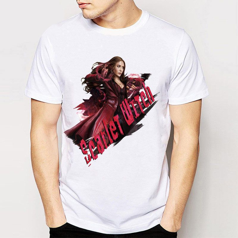Summer Style Scarlet Witch Focusing Powers Print Tees Mens Short Sleeve Boy T Shirts Cool Novelty Man Tee Shirts Random Graphic Tees Quirky T Shirt