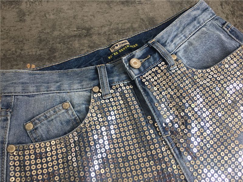 sequin ripped jeans