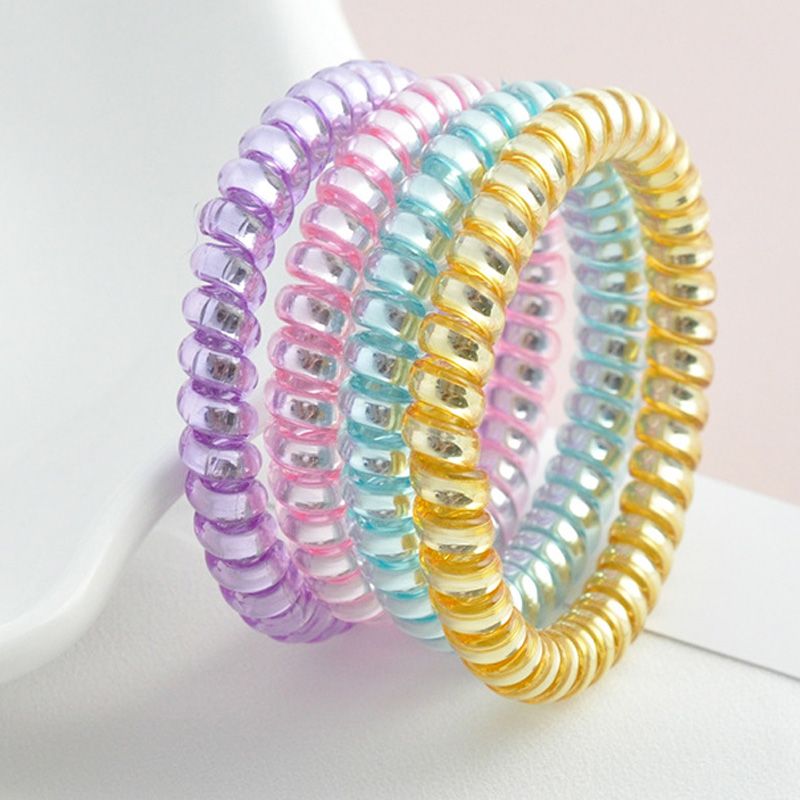 2019 New Trendy Candy Color Telephone Cord Hair Bands Rope Elastic