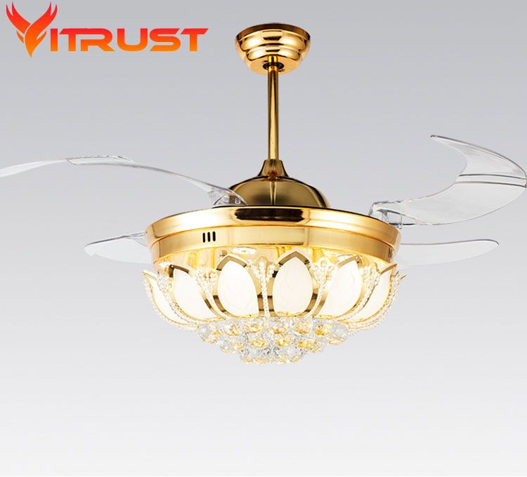 2019 Modern Ceiling Fan Crystal Light Luxury Folding Ceiling Fan Dining Room Lamp With With Remote Control From Alluring 404 46 Dhgate Com
