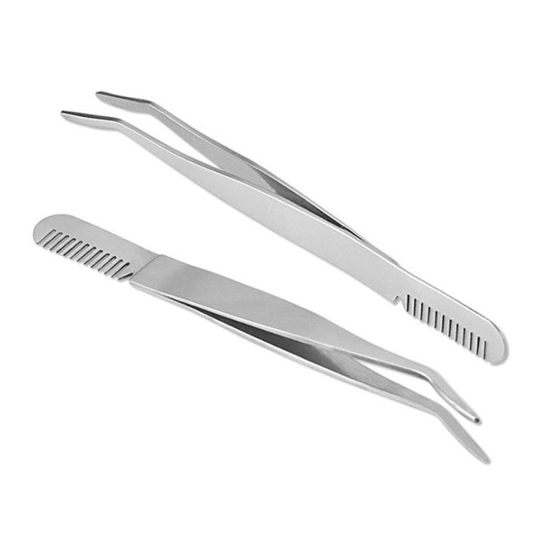 Eyebrow Tweezer With Eyebrow Brush Comb Stainless Steel Eyelashes