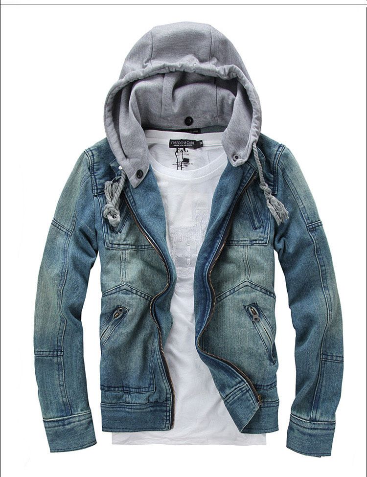 mens denim hoodie