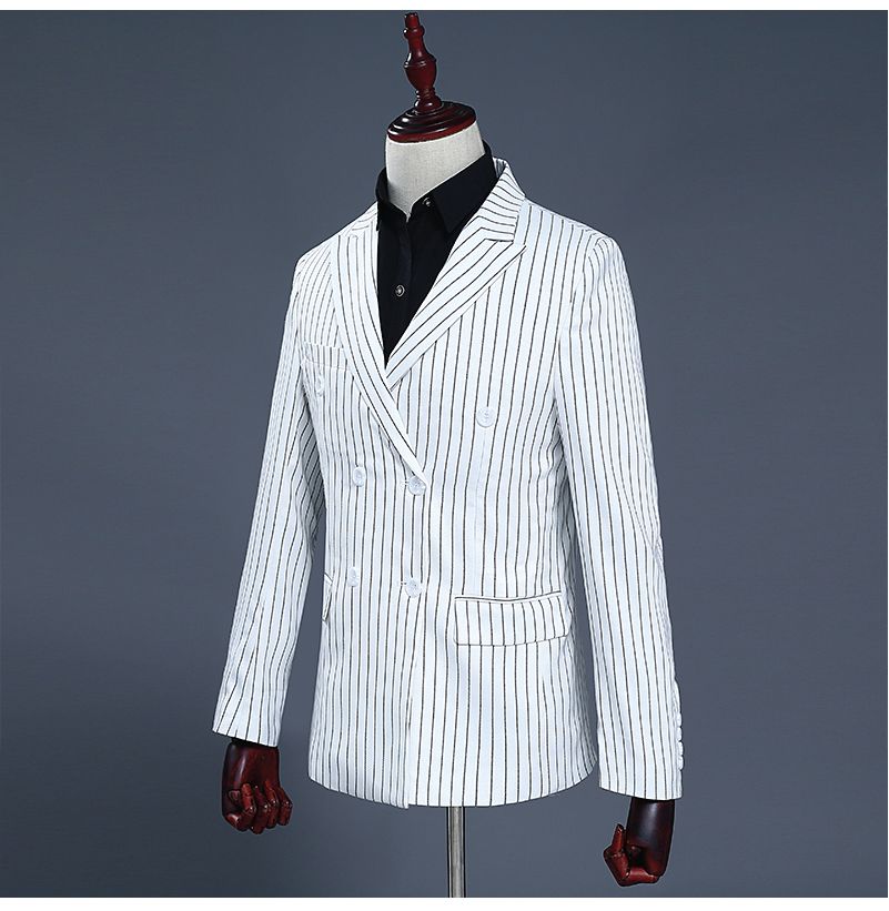 Acquistare Abito Gessato Bianco Tessuti Di Alta Qualità Abiti Da Uomo  Moderni Adatto Esibizioni Di Cantanti Ospiti Da Matrimonio Abiti Da Uomo 2  Pezzi Giacca + Pantaloni Economico | Consegna Veloce E