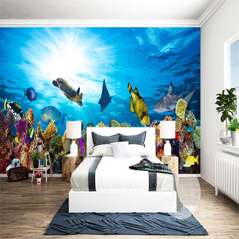 Grosshandel Individuelle Mural Unterwasserwelt High Definition Kinderzimmer Wohnzimmer Hintergrund Ocean Aquarium Schlafzimmer Dekorative 3d Stereo