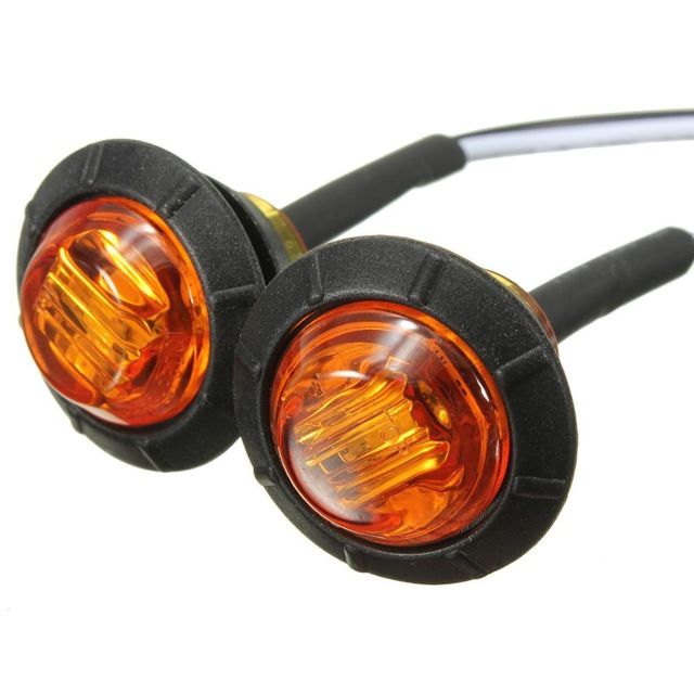 10X 3//4/" Round Amber 3 LED Side Marker Indicator Lights for Car Truck Trailer