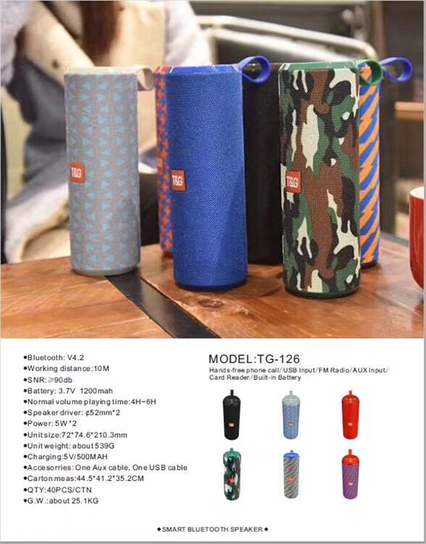 TG126 Portable Bluetooth Speaker TG-126,BLACK NEW