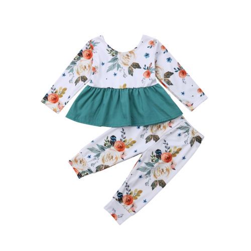Newborn Kid Baby Girl Floral Long Sleeve Tops Pants Leggings Clothes Outfits NEW