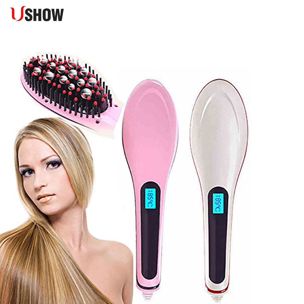 Ushow Professional Hair Straightener Brush Ceramic Hair
