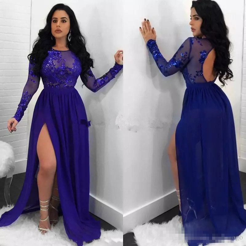 long sleeve dress royal blue