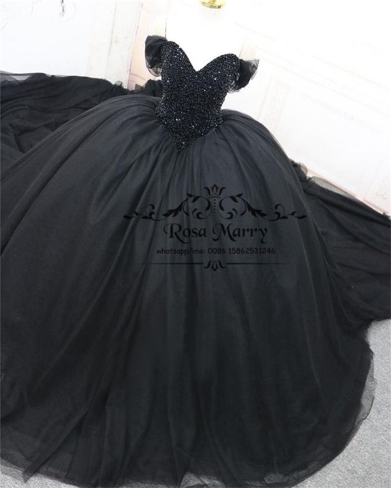 black poofy wedding dress