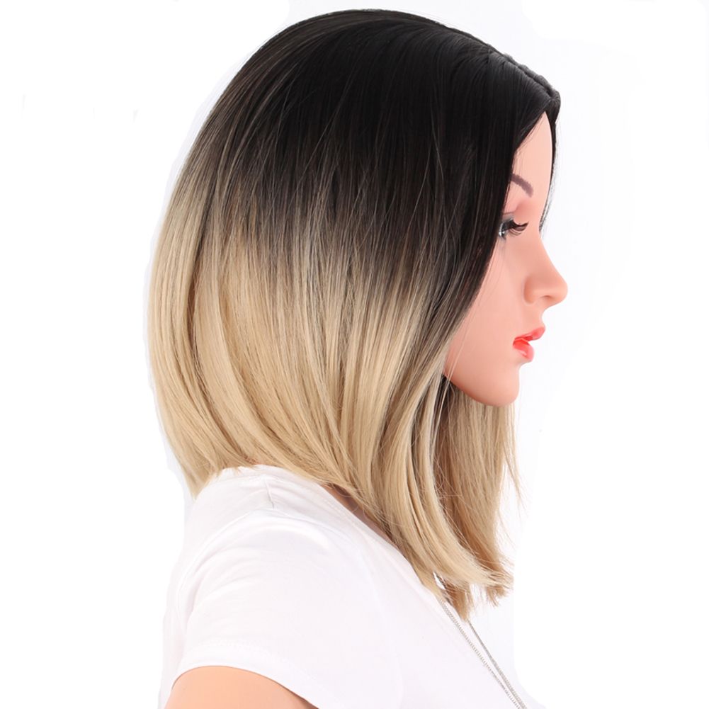 African American Bob Wigs Short Shoulder Length Ombre Blonde Green