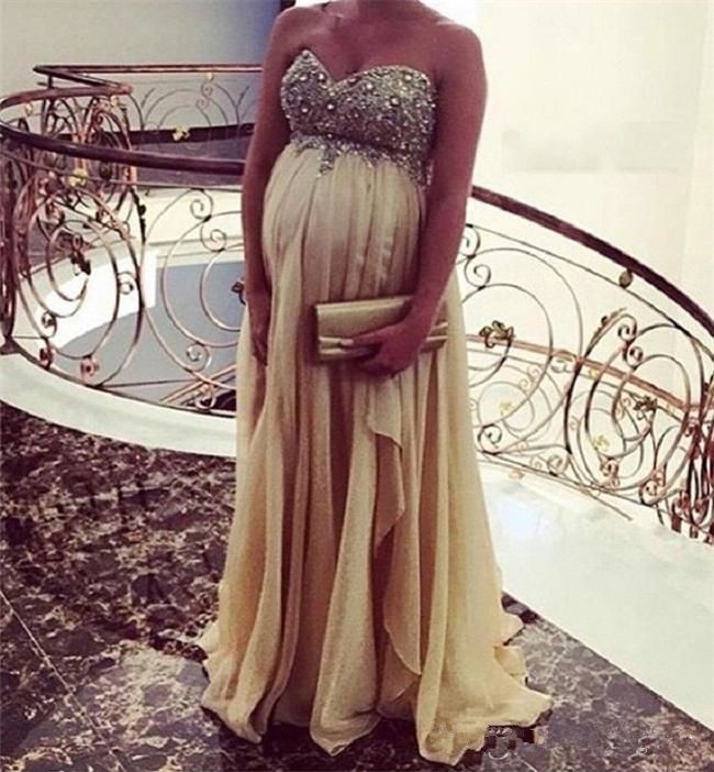 Acquista Abito Da Sera Incinta Premaman Cristalli Girovita Impero