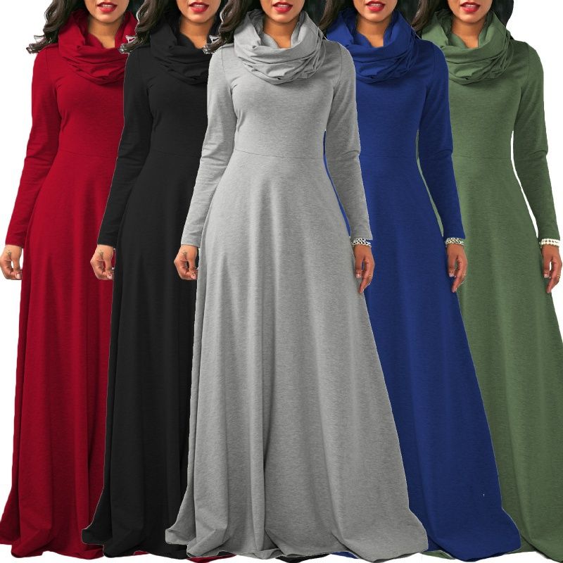 long sleeve cowl neck maxi dress