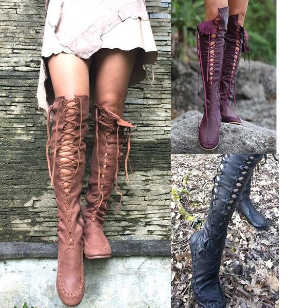 Acquistare Stivali Da Equitazione Da Donna Con Lacci Alti Stivali Alti Da Stivali  Con Tacco Basso E Chunky Scarpe Invernali Plus Size 43 Economico | Consegna  Veloce E Qualità | It.Dhgate