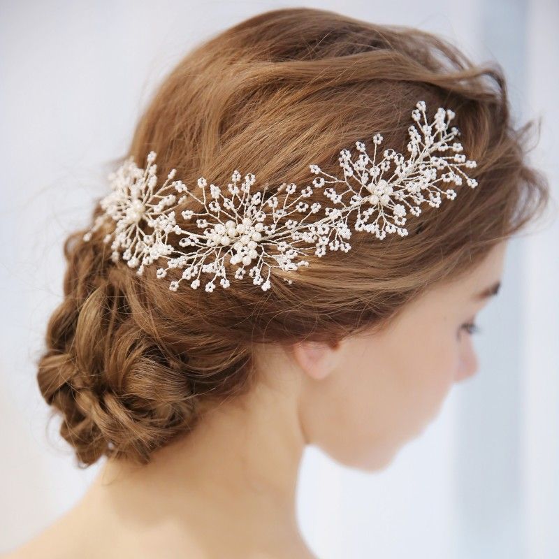 Silver Beaded Wedding Hair Vine