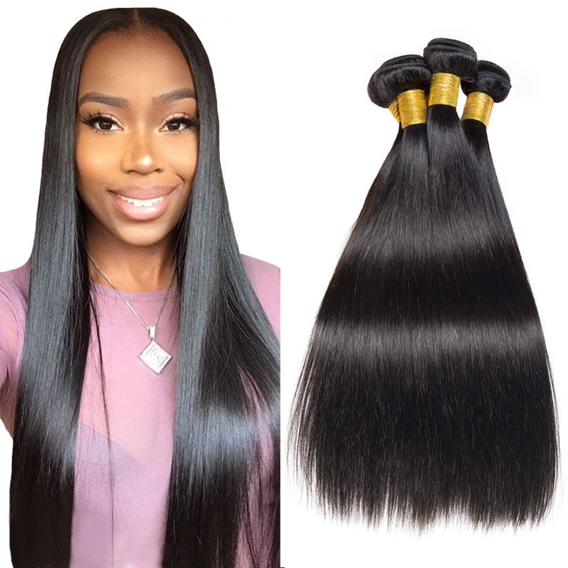 Brazilian Remy Straight Hair Weave Natural Black 22 24 26inch