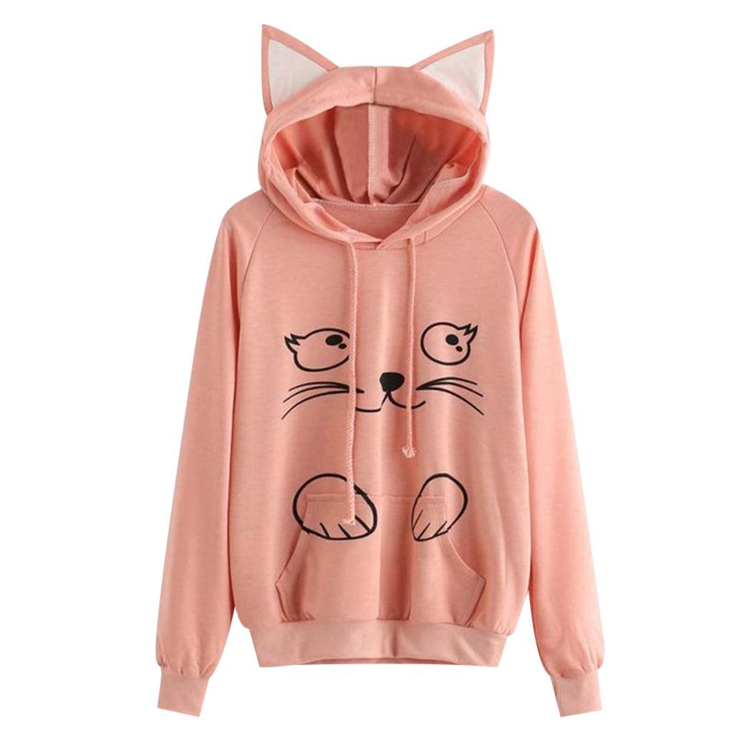 cat printed hoodie