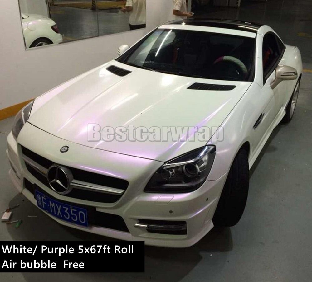 Wholesale Best Quality BRAND Satin Pearl Matt White Vinyl Wrap Pearl Chameleon White Purple Car