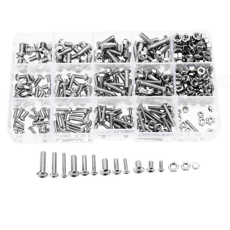 set di viti per bulloni 1x set di viti M3 M4 M5 kit di dadi e bulloni pulsante a esagono incassato in acciaio inossidabile 440 pezzi set di viti per bulloni 1x set di viti M3 M4 M5 kit di dadi e bulloni pulsante a esagono incassato in acciaio inossidabile 440 pezzi
