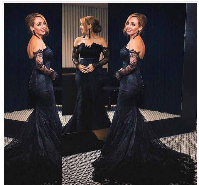 black lace prom dresses 2018