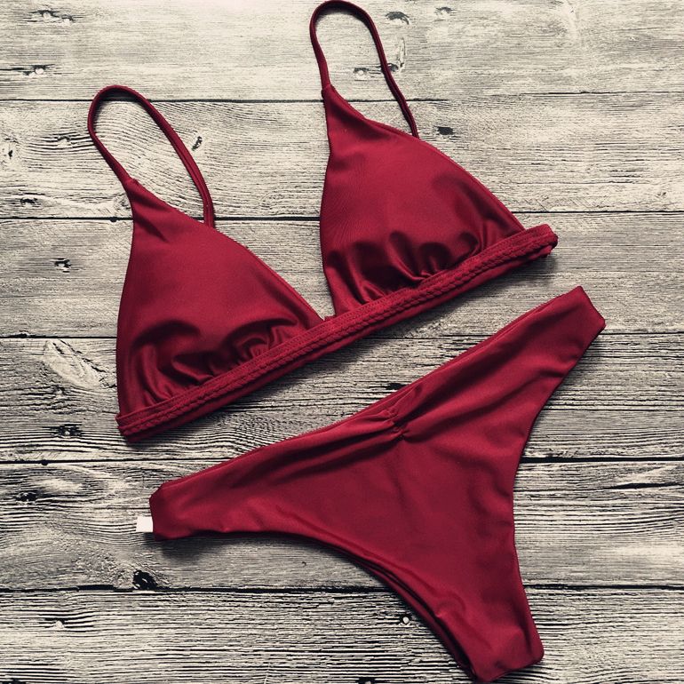 burgundy bathing suit