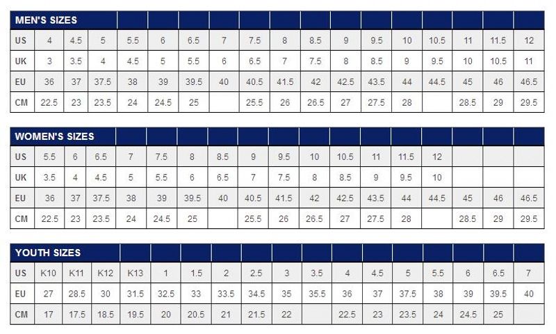 Asics Shoe Chart