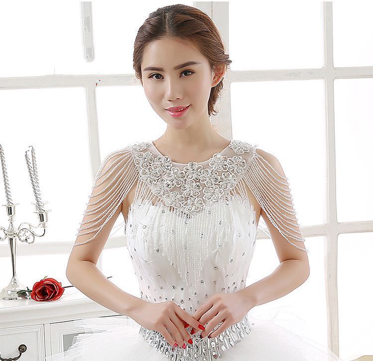 2020 Luxurious Crystal Rhinestone Jewelry Bridal Wraps White Lace