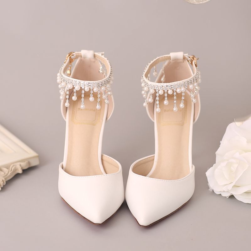 Women Fashion Satin Wedding Shoes Peep Toe High Heel Bridal